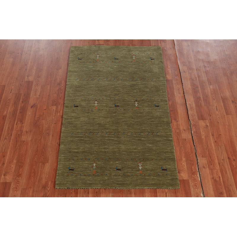 Tapis décoratif vert Gabbeh 3 x 5