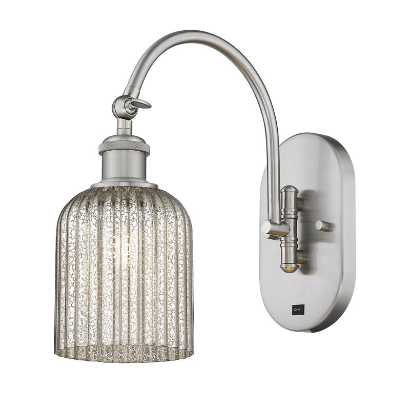 Fiennes Steel Armed Sconce, Satin Nickel, Metallic Gray