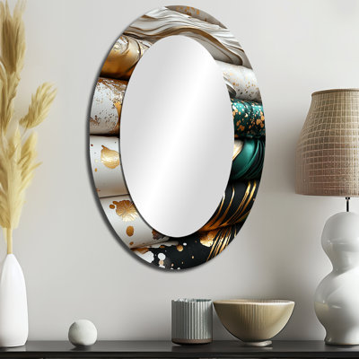 Or marocain Textiles I - grand miroir mural ovale sur métal
