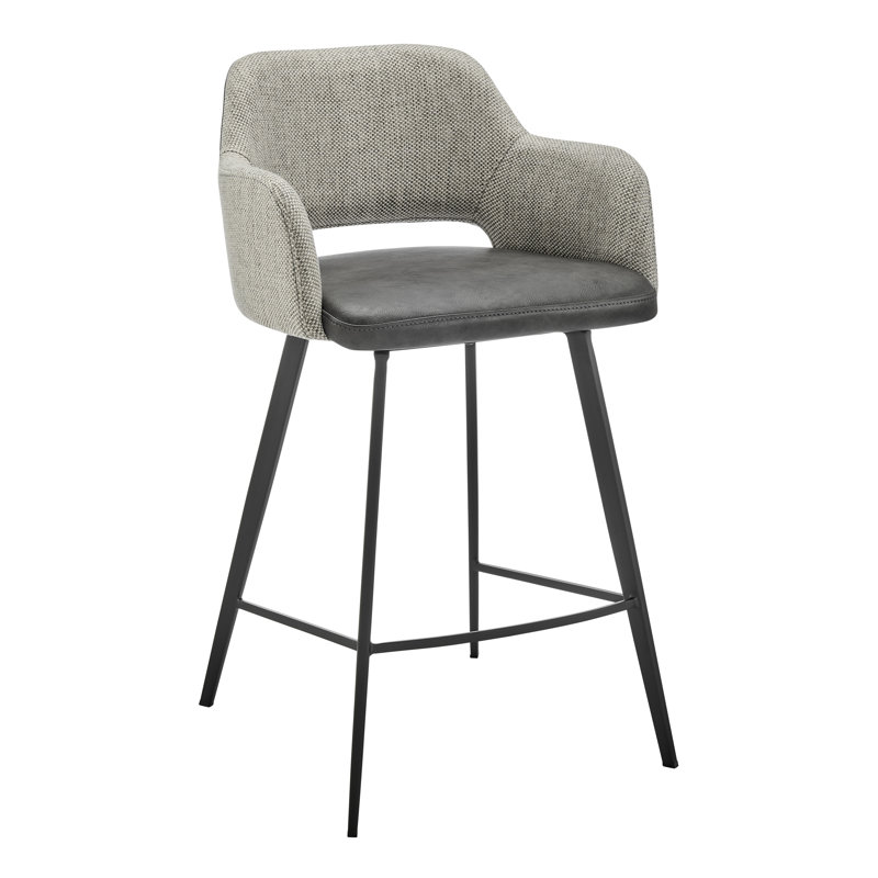 Tabouret de bar et de comptoir Ivonne, Similicuir gris foncé, Tabouret de comptoir (siège d'une hauteur de 25,6