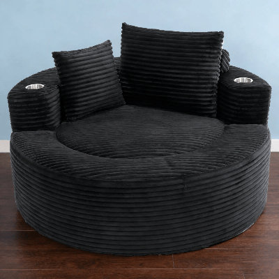 Méridienne surdimensionnée avec mousse à compression - canapé-lit rond et 2 coussins