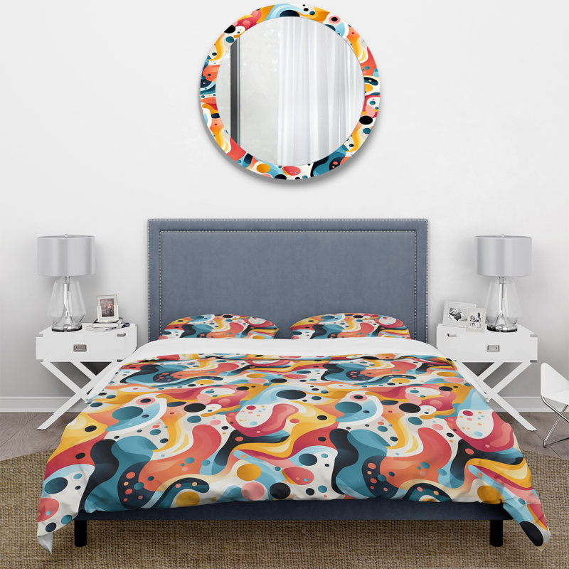 Ensemble de housse de couette coloré en microfibre Playful Mirage, Housse de couette pour très grand lit et 2 très