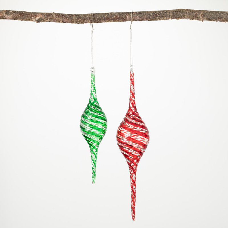 9'' Striped Glass Finial Ornament