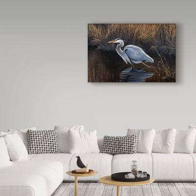 Impression sur toile tendue, "Grand héron bleu" par Berrien