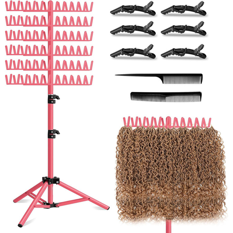 Braiding Hair Stand, 144 Hooks, Double-Sided Height Adjustable Vertical Hair Extension Stand