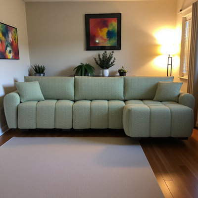 Canapé modulaire de 110 po, forme de L avec siège très grand, conception en ligne, repose-pieds mobile, mousse haute densité, combinaison libre, structure en métal et en bois robuste, tissu bouclé