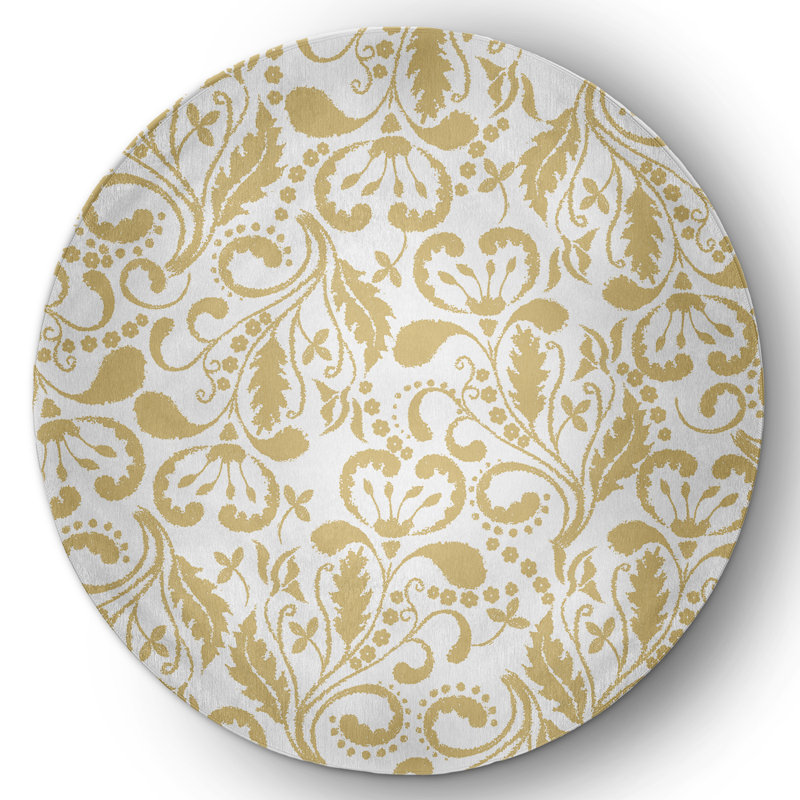 Aylanie Chenille Floral Indoor Rug, Round 5'
