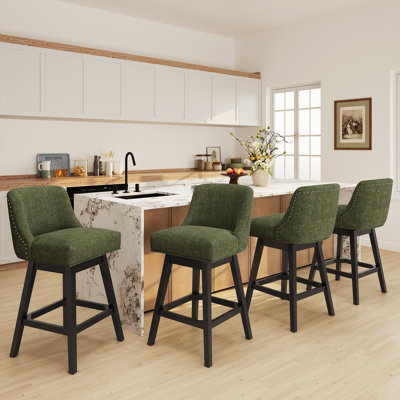 360°Bar Counter Stool with Solid Wood Frame