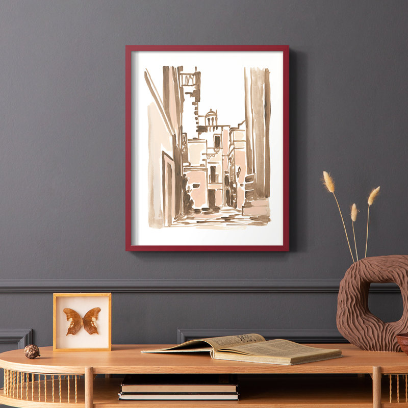 Blush Architecture Study II, reproduction encadrée - bois massif, Rouge, H 10 po x l 8 po