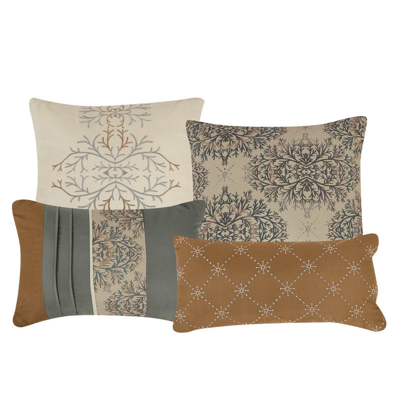 Ensemble d'édredon 7 pièces Apria Luxury, Édredon grand + 6 pièces supplémentaires, Formes géométriques brunes / grises