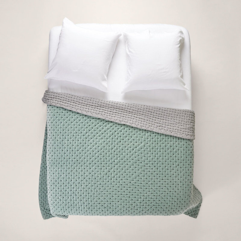 Cotton No Pattern Bedspread, W170 x L260cm, Green