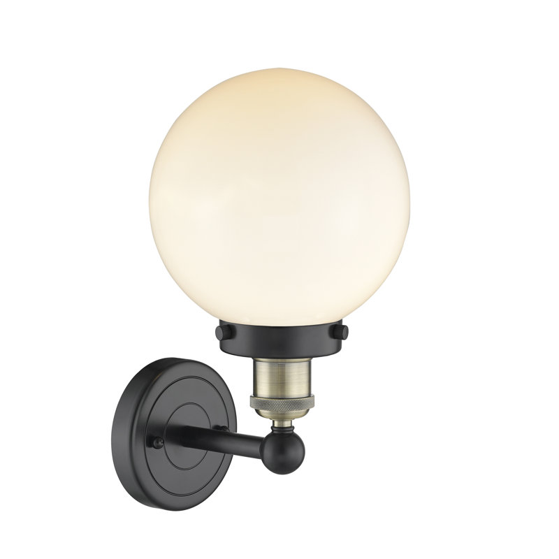 Chalkhill Armed Sconce, Matte White, Black Antique Brass