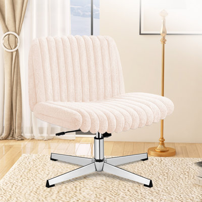 Huba Wide Seat Leisure Office Chair Cross Legs No Wheels by Ebern Designs