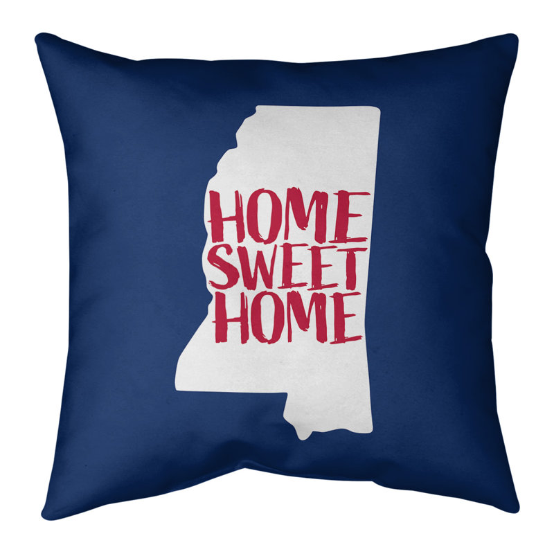 Coussin doux home, H 26 po x l 26 po, Mississippi, Bleu foncé / rouge