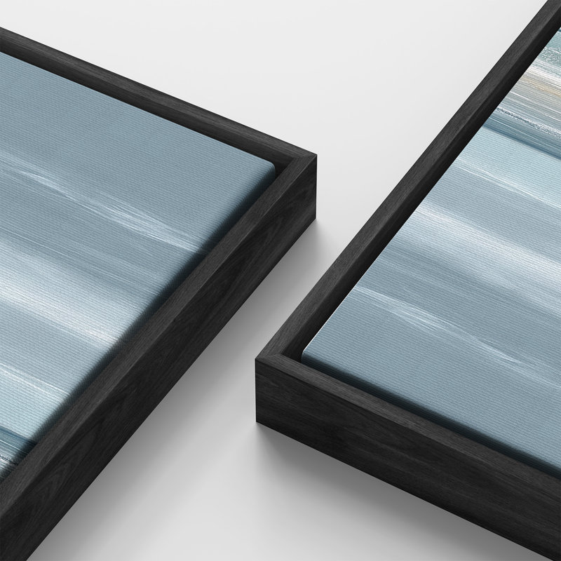 Horizon abstrait sarcelle et sable en couches - impression sur toile encadrée pour chambre principale, Noir