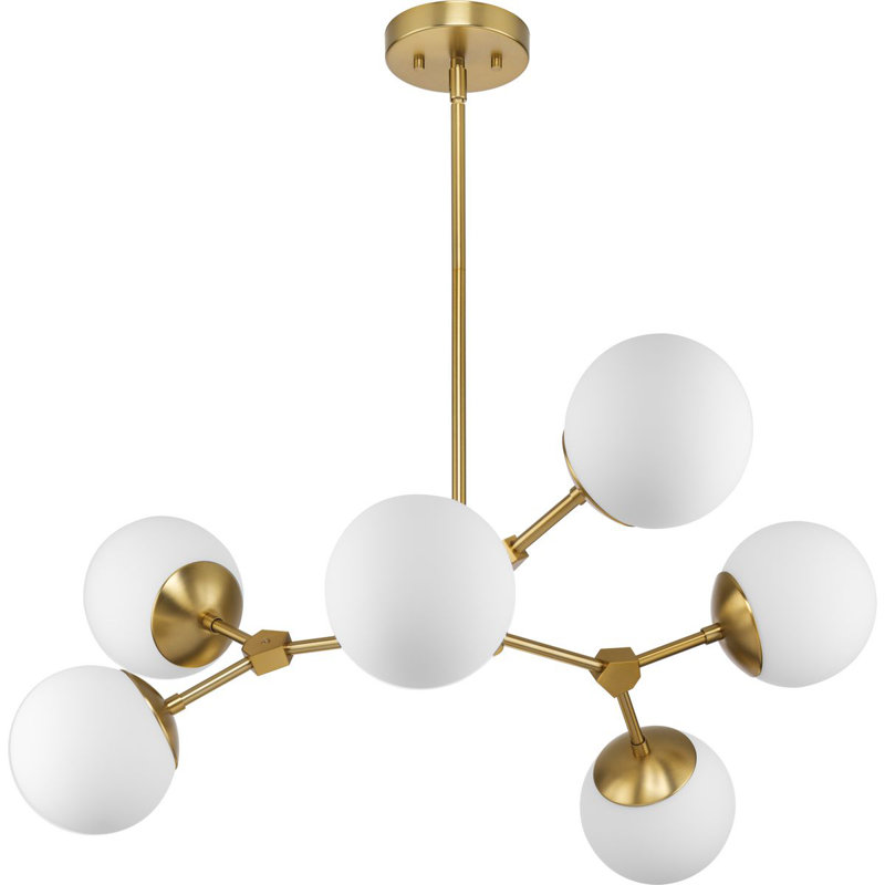Lustre géométrique à 6 lumières Jervon, Bronze brossé