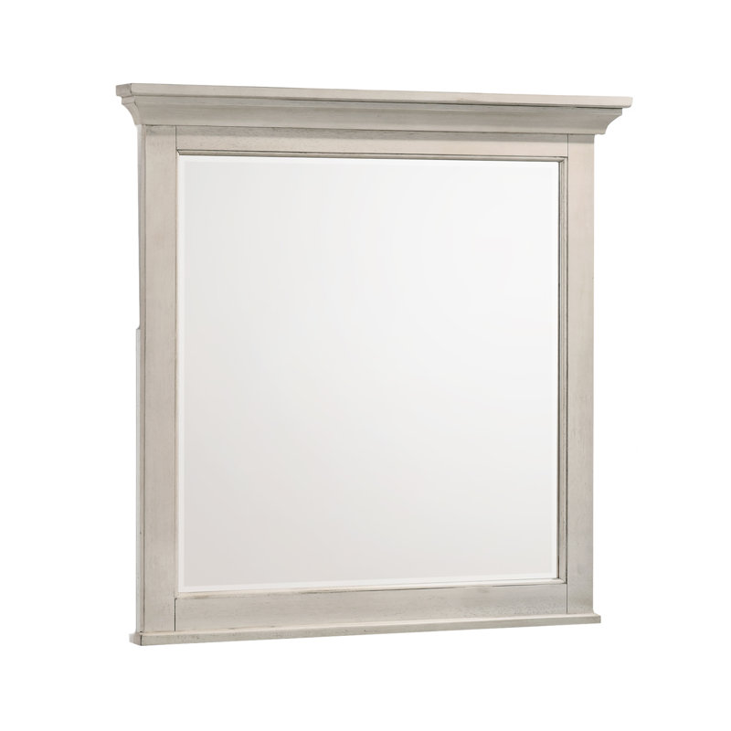 Miroir biseauté pour commode Bletsoe, Blanc rustique, 35 po x 35 po