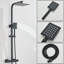 Thermostatic Bathroom Exposed Shower Mixer Twin Head Square Bar Shower Set Black