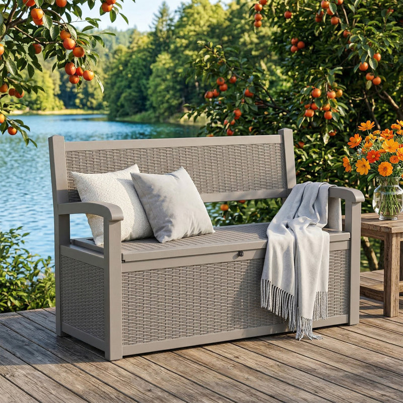Boîte de rangement pour terrasse 70 gallons, Gris