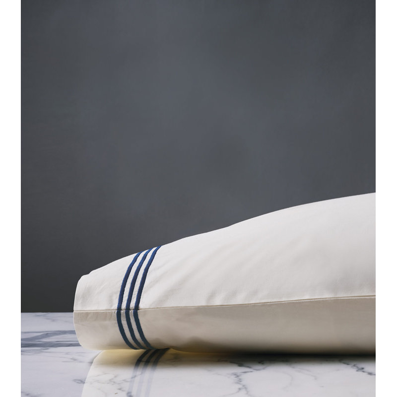 Tessa Egyptian Cotton Pillowcase, Standard Pillowcase, Ivory/Navy