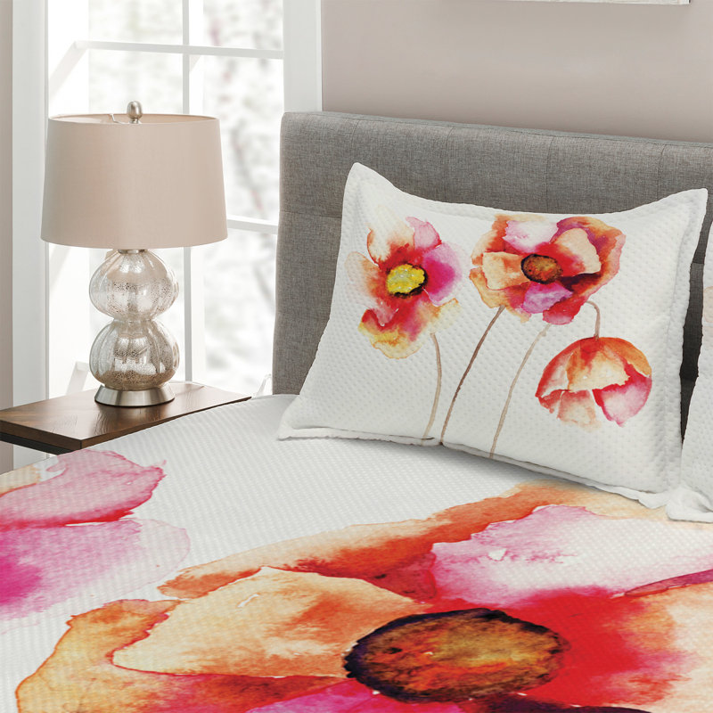 Poppy Farmhouse / Country Polyester Floral Coverlet