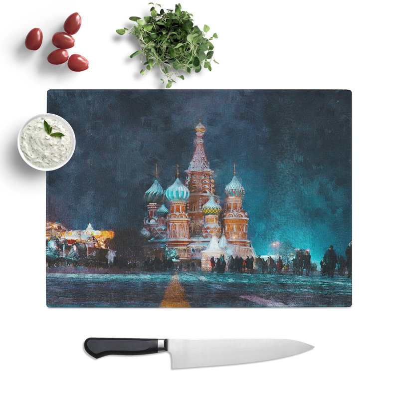 St Basils Cathedral at Night Chopping Board, 0.4cm H x 28.5cm W x 39cm L