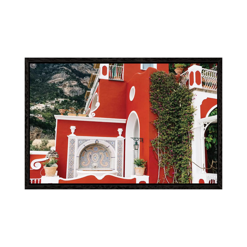 Rainy Positano VI by Bethany Young - Print on Canvas, Black Framed, 66.04cm H x 101.6cm W x 3.81cm D