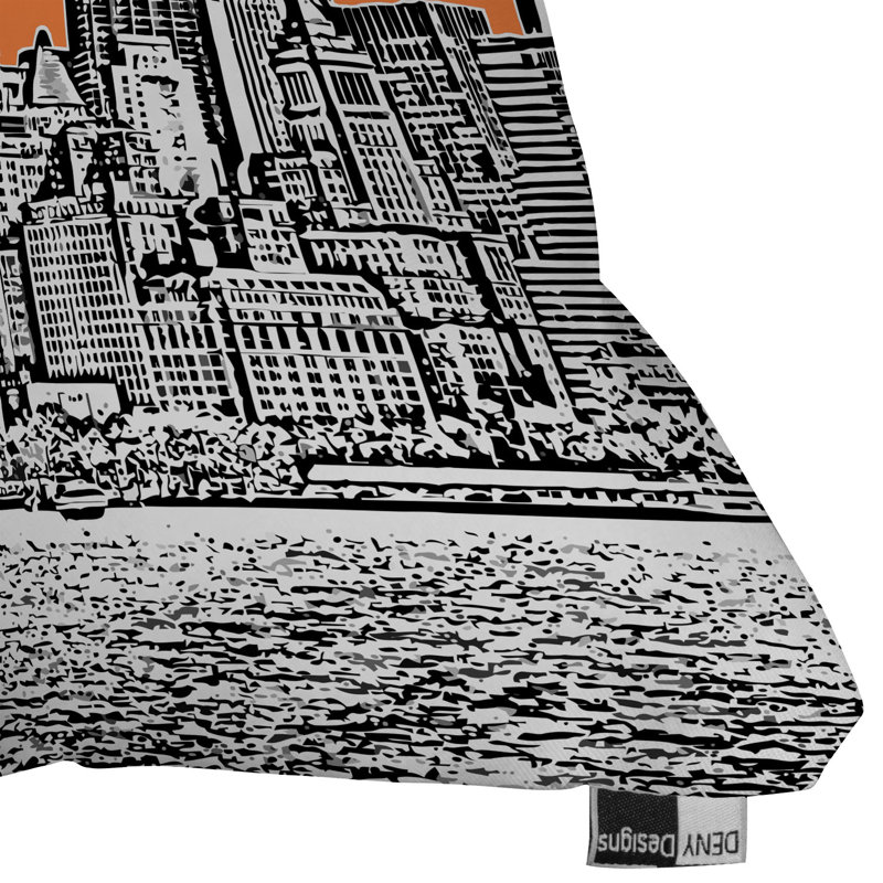 Bird Ave New York Throw Pillow, 20" x 20", Orange