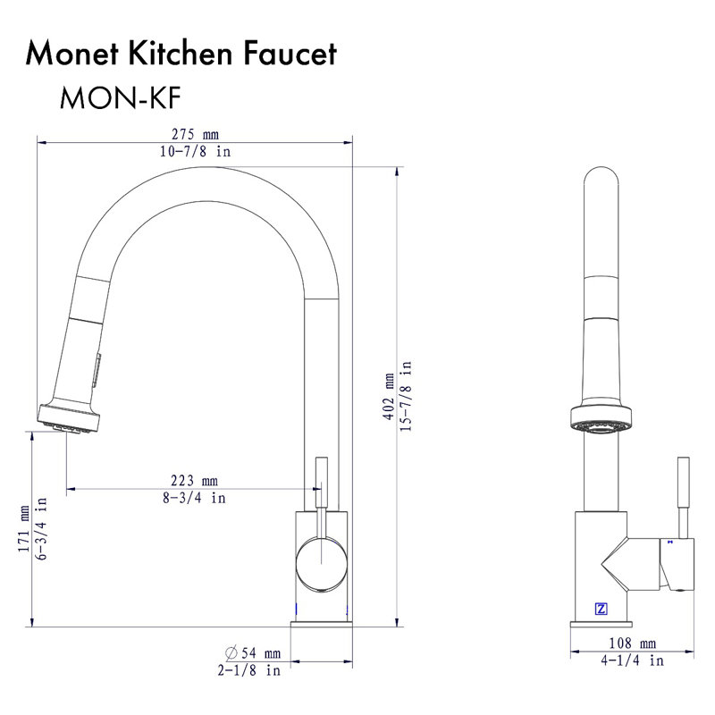 Monet Single Handle Kitchen Faucet with Side Spray and Accessories, Polished Gold