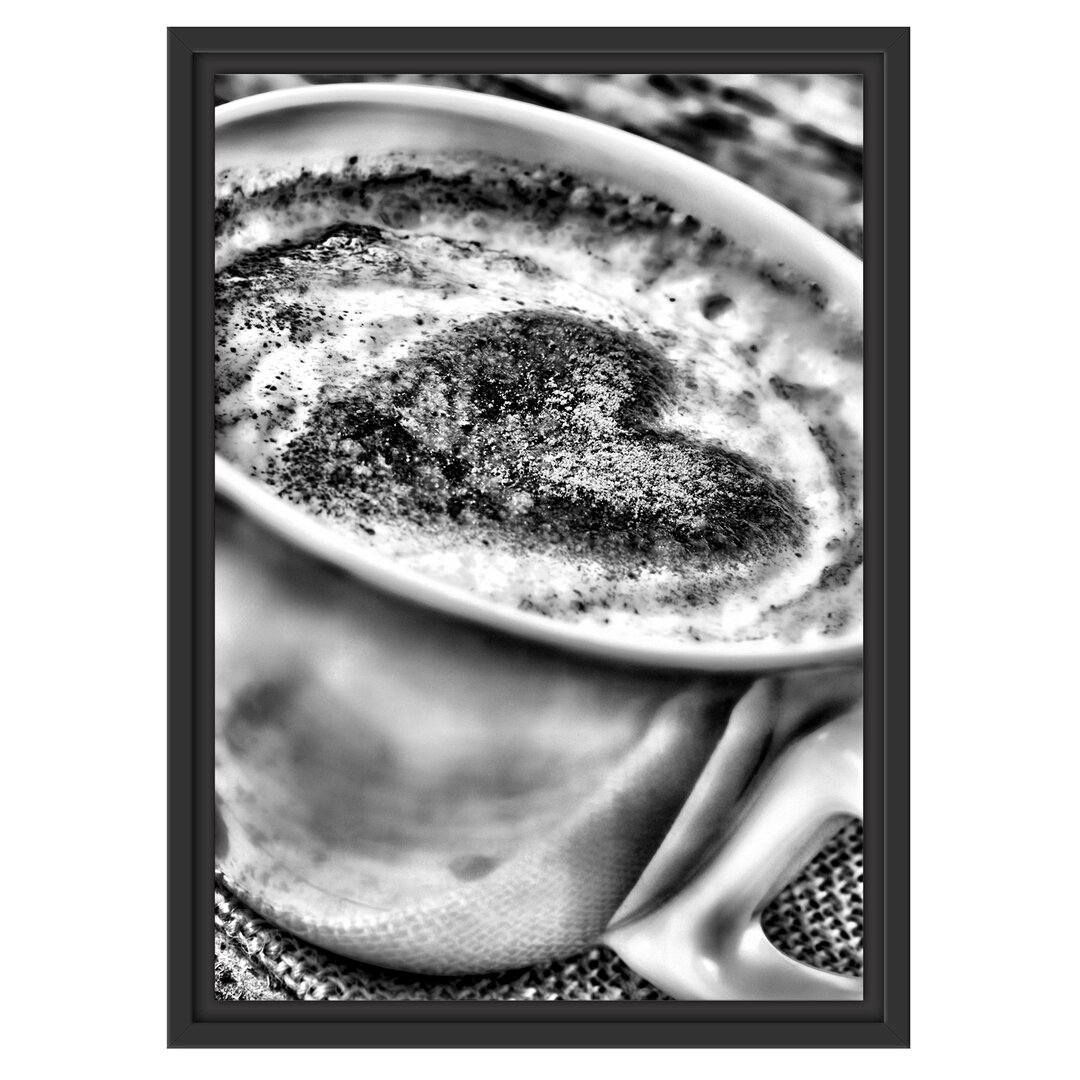 Gerahmtes Poster Kaffee mit Herz