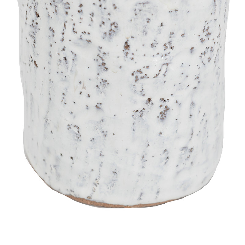 Cylindrical Terracotta Flower Vase - Earthy White - D4.5x10.5"