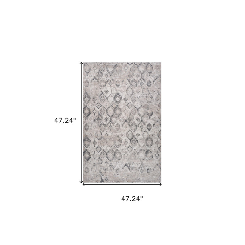 4' X 6' Beige and Gray Abstract Distressed Area Rug