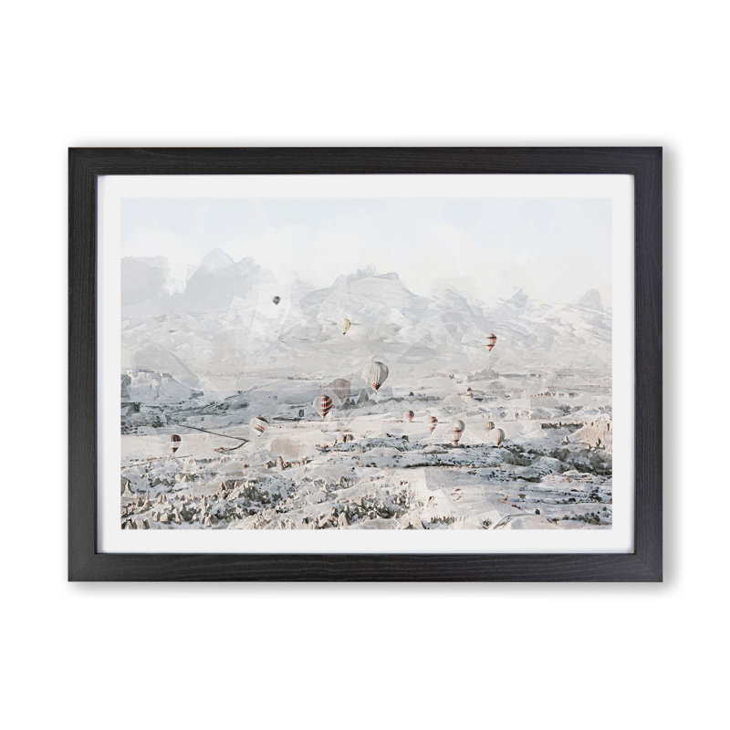 Hot Air Balloons over Turkey - Framed Print, Black, 45cm H x 63cm W x 2cm D