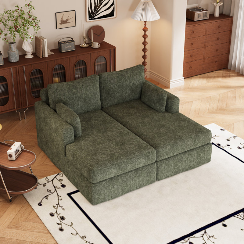 Méridienne surdimensionnée avec surdimensionnée et canapé-lit modulaire moelleux pour le salon intérieur, Vert