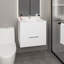 Meuble-lavabo à une porte Hatta, deux tiroirs et tablette ouverte, quincaillerie incluse, blanc-2105687775