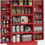 Armoire de cuisine autoportante de 41 pouces avec 12 portes, 5 portes doubles et 5 tablettes réglables HOMcom, rouge-312153302