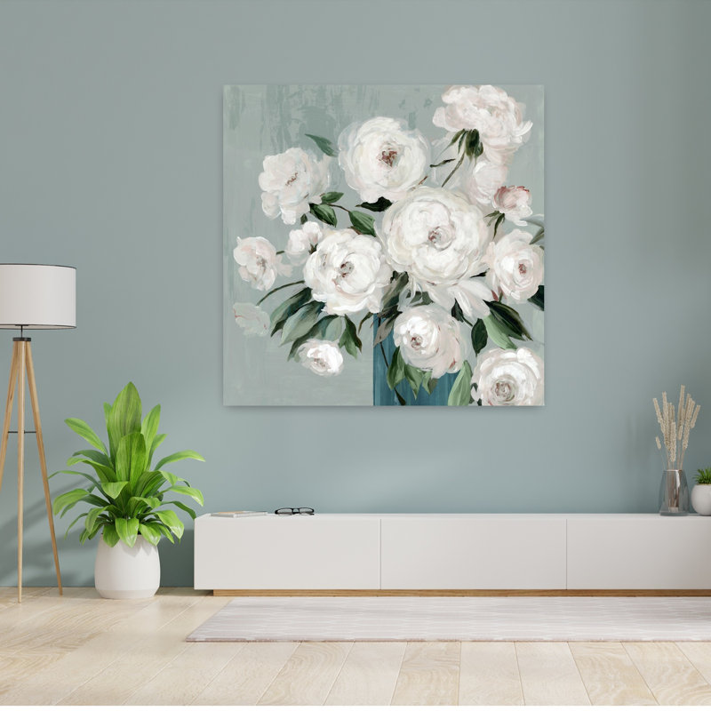 Fleurs blanches grappes délicates fleurs de pivoines élégantes et romantiques, H 48 po x l 48 po