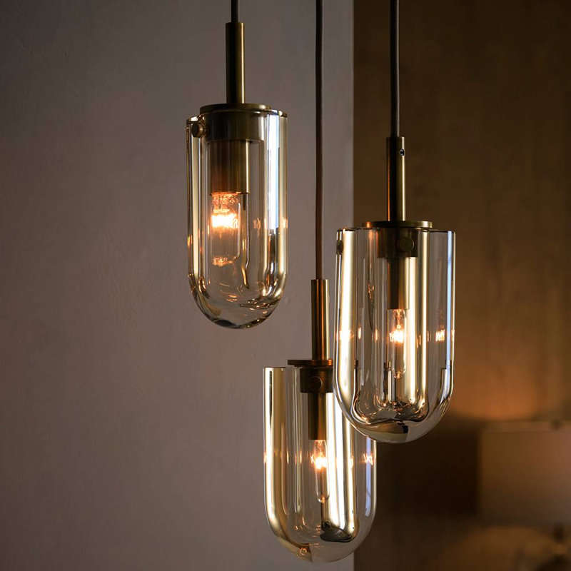 Javier Multi-Port Chandelier, Champagne, Antique Brass, 3 Lights