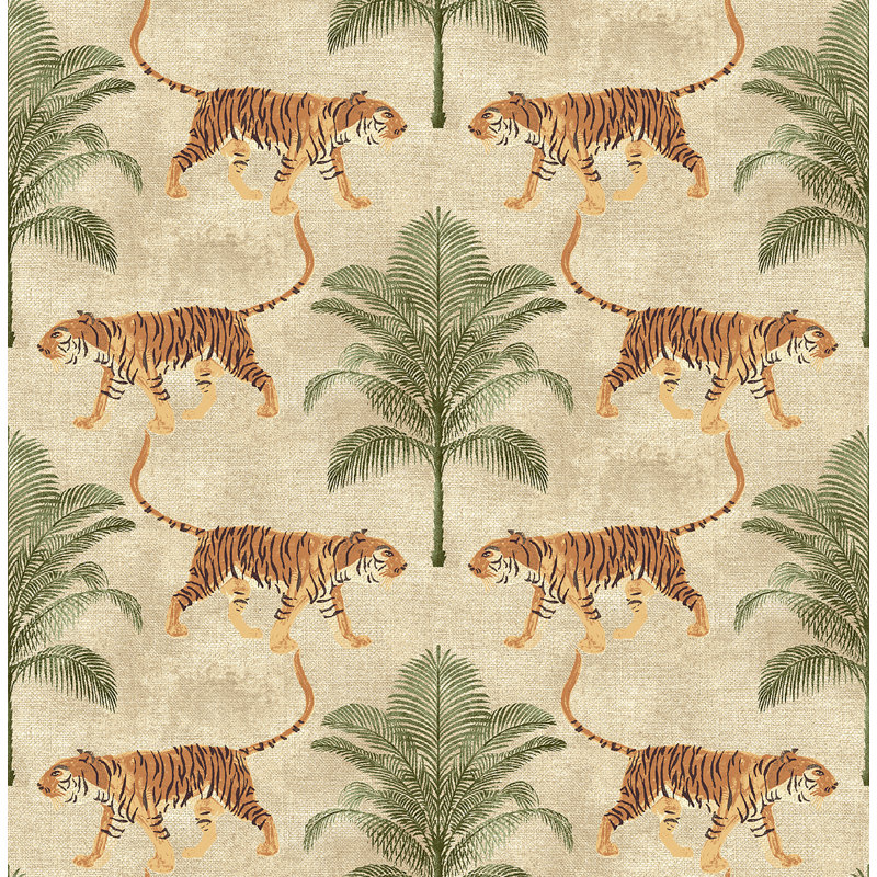 Tommy Bahama Tiger And Tree Peel And Stick Wallpaper Roll, Hemp