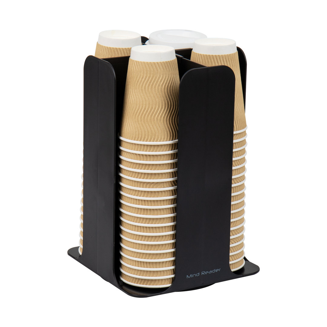 Mind Reader Cup and Lid Carousel, Countertop Org, Coffee Bar, Beverage Cup Holder, Plastic, 7.75"L x 7.75"W x 11.5"H Mind Reader 