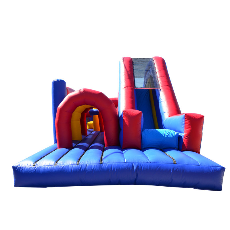 JumpOrange Rainbow Xtreme Obstacle Course Bounce House (with Slide and Blower)