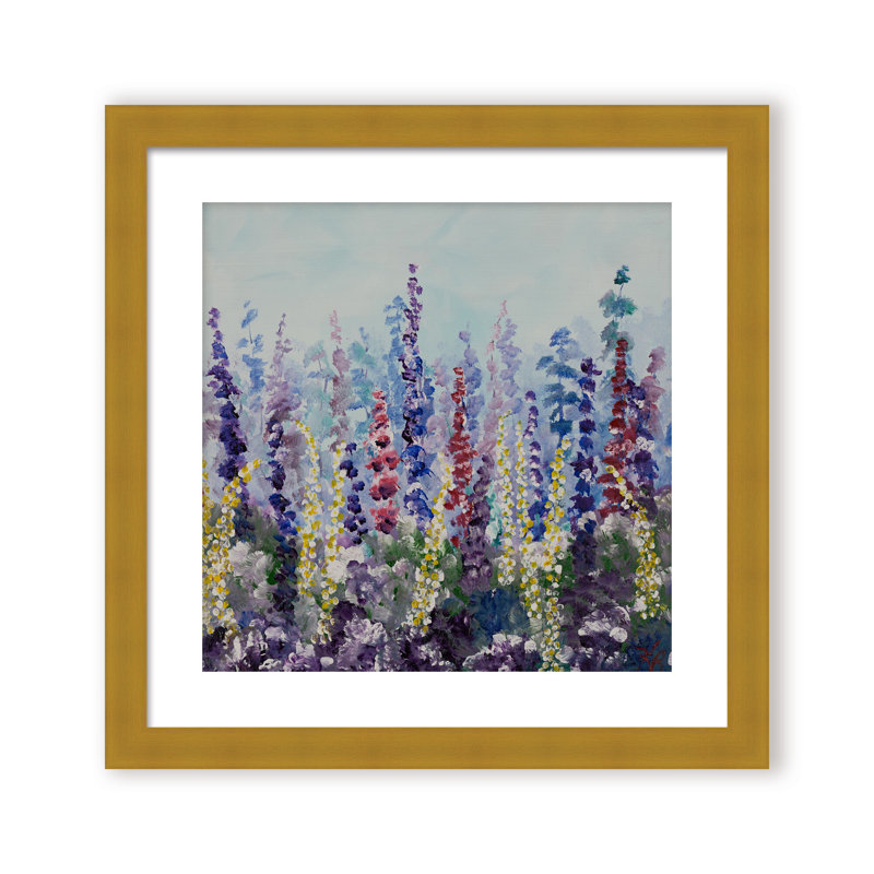Nature Inspired "Meadow Glow" Canvas Wall Art By , 30" H x 30" W, Framed Matted Print, Gold