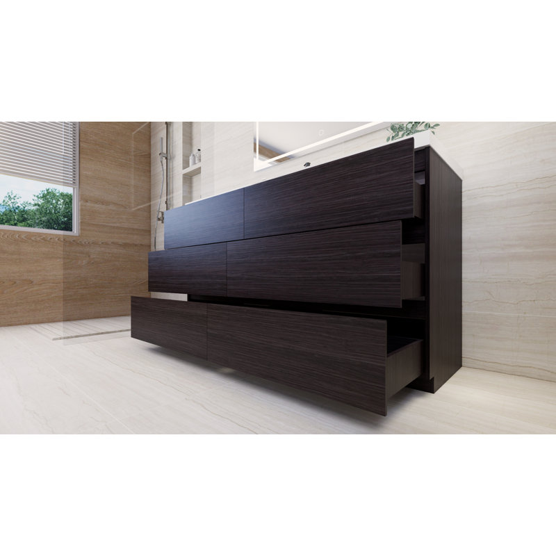 Ensemble de meuble-lavabo simple 60 po Hardy, Chêne gris foncé