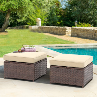Repose-pieds en osier avec coussin (ensemble de 2) (Ensemble de 2)