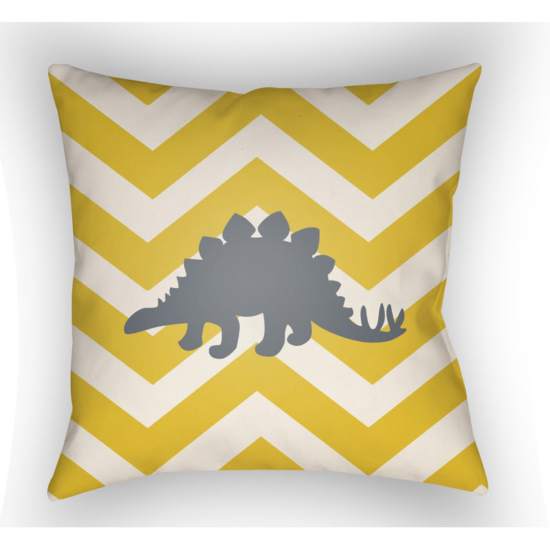 Littles Dinosaur Throw Pillow, 18" H x 18" W x 4" D, Yellow/Cream
