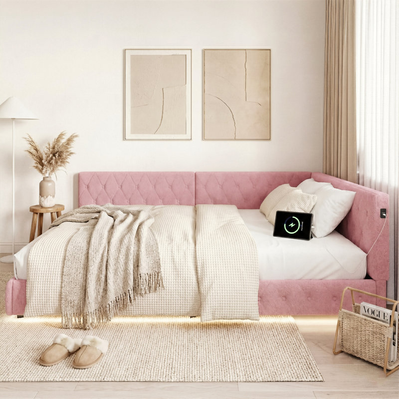 Upholstered Daybed, Pink