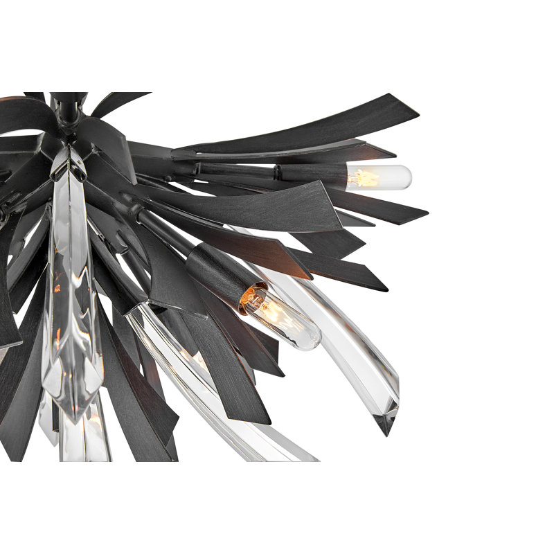 Vida 24" Nine-Light Modern Semi-Flush Mount Ceiling Light w/ Crystal Accents