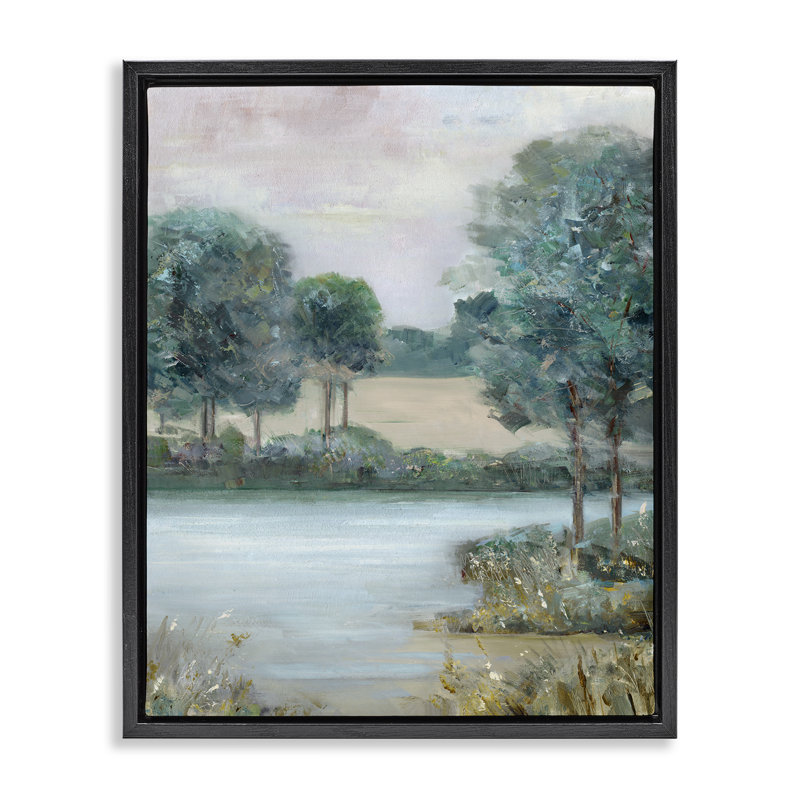 Rivière Marsh en forêt, Cadre flottant noir de jais, H 21 po x l 17 po