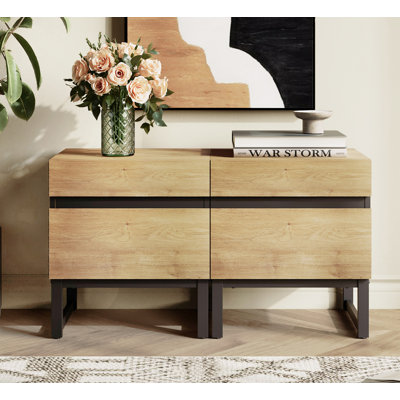 Aadam 2 Piece Modern End Table With 2 Drawers