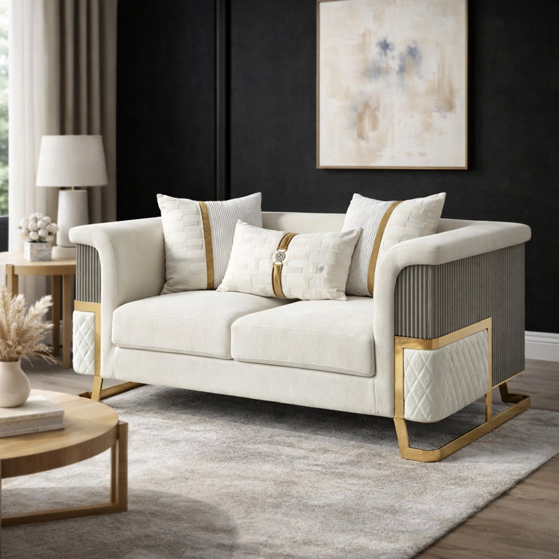 5825 Canapé Malibu + chaise en blanc, Blanc